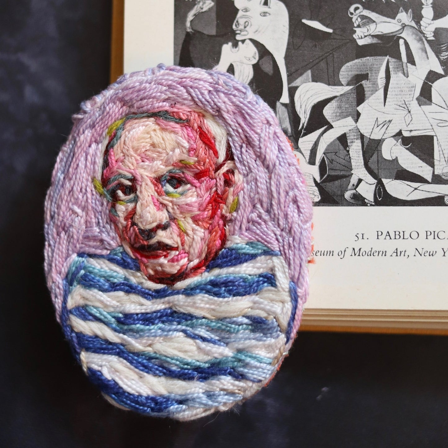 Picasso stitched brooch