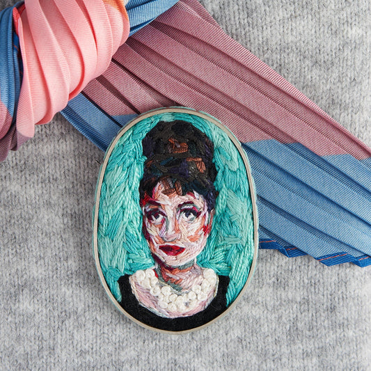 Audrey Hepburn Stitched & Silver brooch