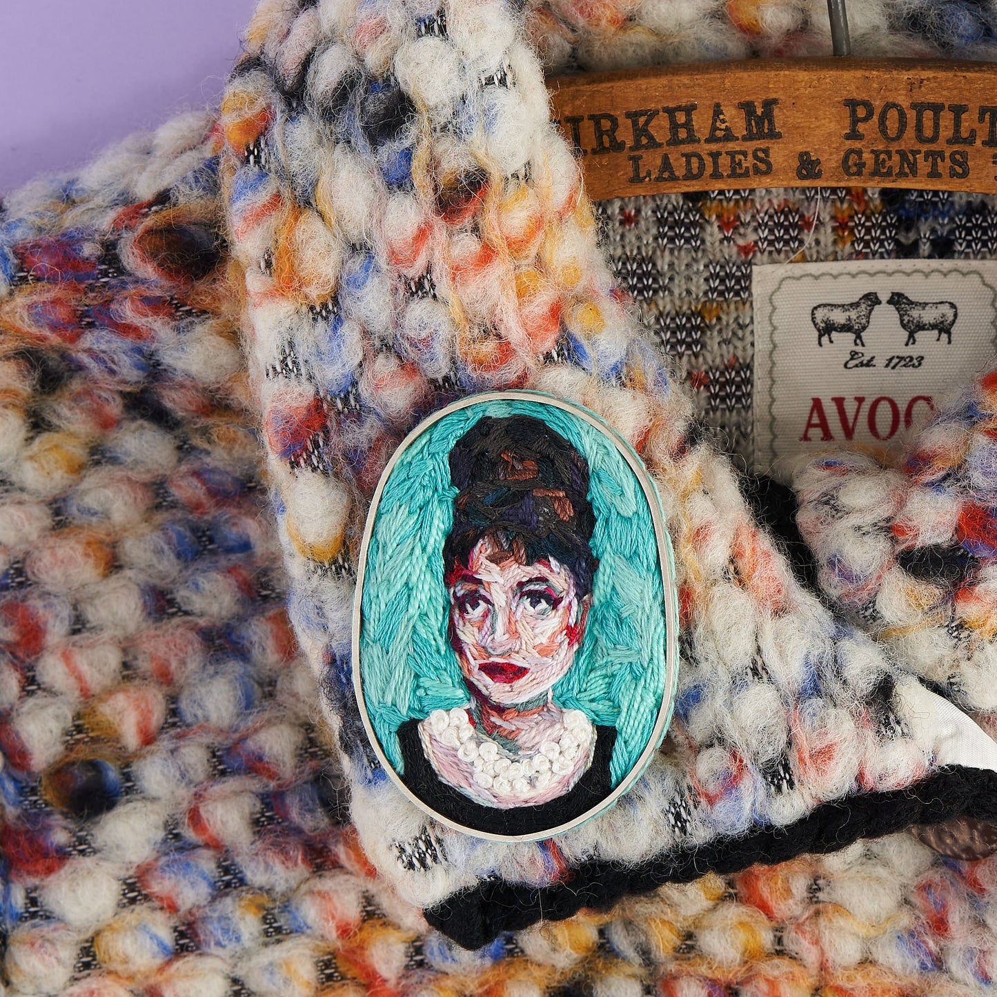 Audrey Hepburn Stitched & Silver brooch
